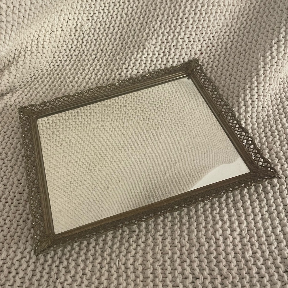 brass framed mirror / tray